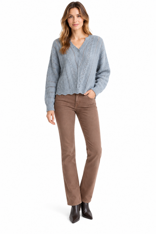 Miss Me Brinley Pointelle Fuzzy Sweater