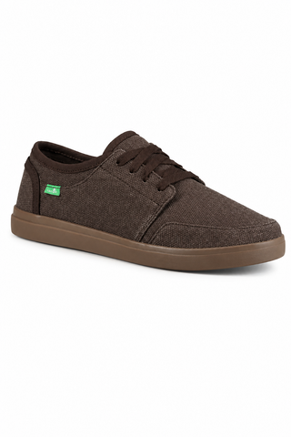 Sanuk Mens Vagabond Lace Sneaker Dark Brown/Gum