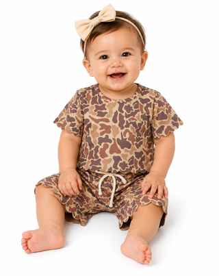 Baby Girl Scallop Camo Short Set