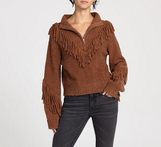 Miss Me Beth Turtleneck Fringe Sweater