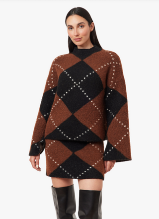 Habitual Tina Argyle Mock Neck Sweater