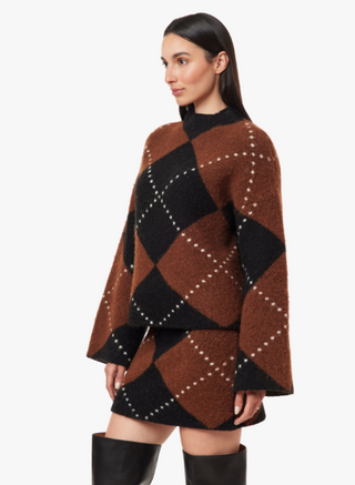 Habitual Tina Argyle Mock Neck Sweater