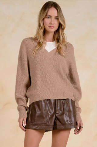 Elan Jessica Deep V Sweater