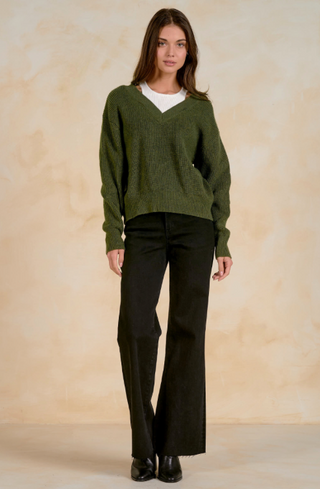 Elan Jessica Deep V Sweater