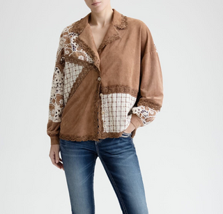 Miss Me Cara Faux Suede Button Up