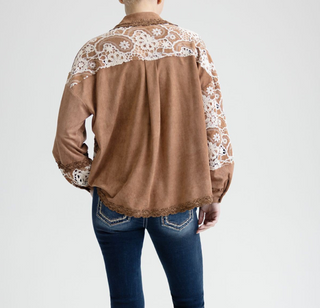 Miss Me Cara Faux Suede Button Up