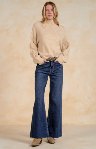 Elan Charlie Layered Cable Sweater