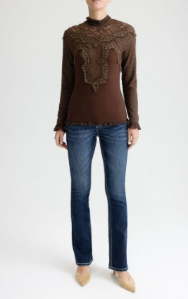 Miss Me Zalina Lace Mock Neck Top