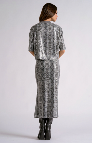 Elan Heather Snake Print Top