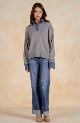Elan Reba Denim Sweater