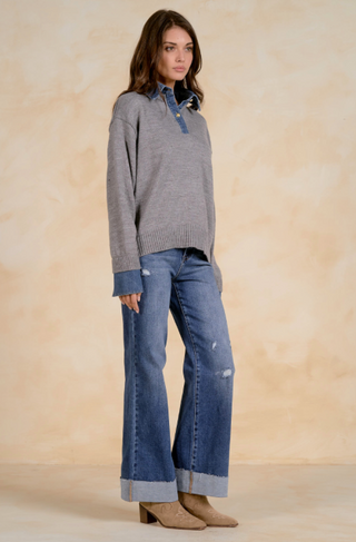 Elan Reba Denim Sweater