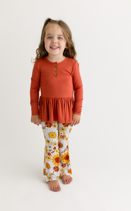 Posh Peanut Goldie Girls' Bell Bottoms Set