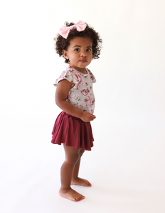 Posh Peanut Baby Burgundy Rose Skirted Bloomer