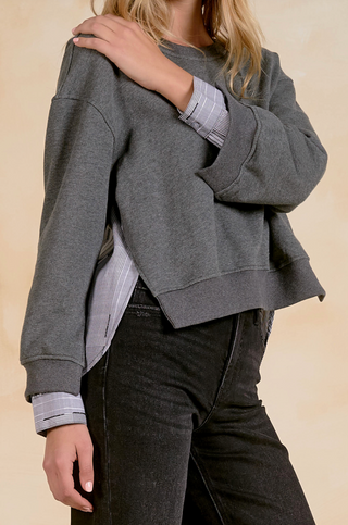 Elan Bridget Plaid Crewneck