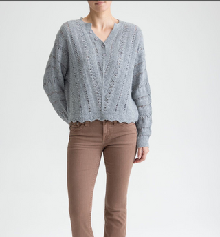 Miss Me Brinley Pointelle Fuzzy Sweater