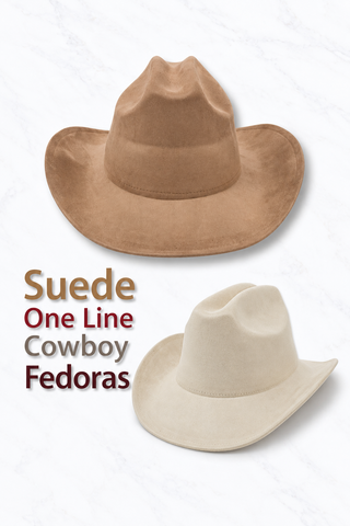 Suede One Line Cowboy Fedora Hat