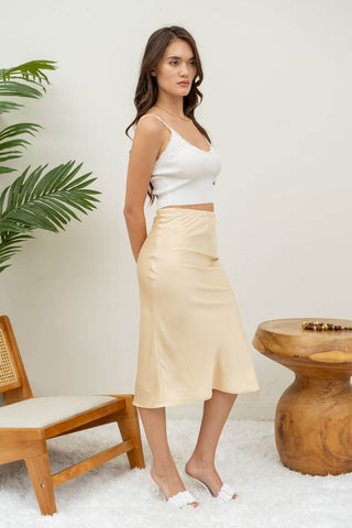 Simone Satin Midi Skirt