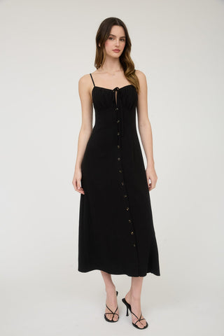 Kinsley Spaghetti Strap Tie Midi Dress