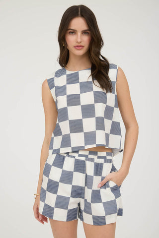 Laney Checker Linen Crop