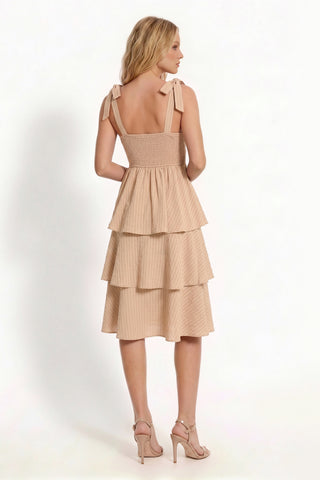 Brittany Pin Stripes Tiered Dress