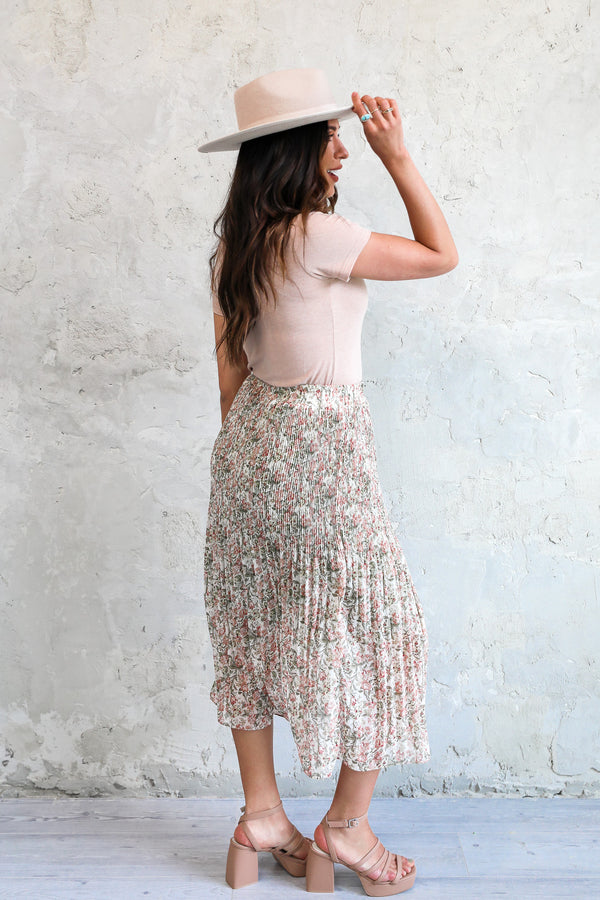 Anna Pleat Midi Skirt