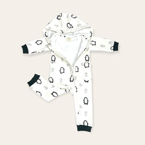 Viverano Penguin Fleece Zipper Hooded Jumpsuit