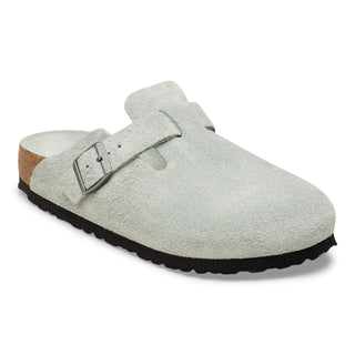Birkenstock Boston Suede Soft Bed Leather in Pure Sage