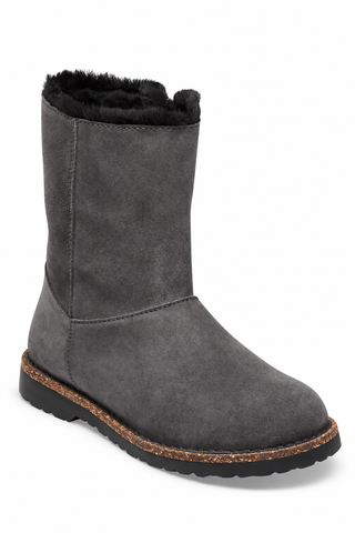 Birkenstock Uppsala Suede Zip Shearling in Suede Charcoal