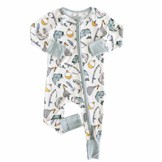 Caden Lane Baby Boy Fishing Zip Romper