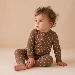 Organic Zip Romper Chestnut Bloom