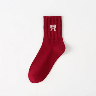 Cozy Socks Cotton Crew Red and White