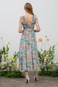 Wendy Watercolor Floral Midi Dress