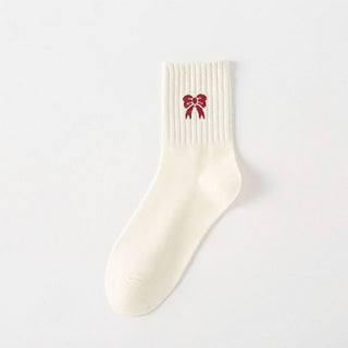 Cozy Socks Cotton Crew Red and White