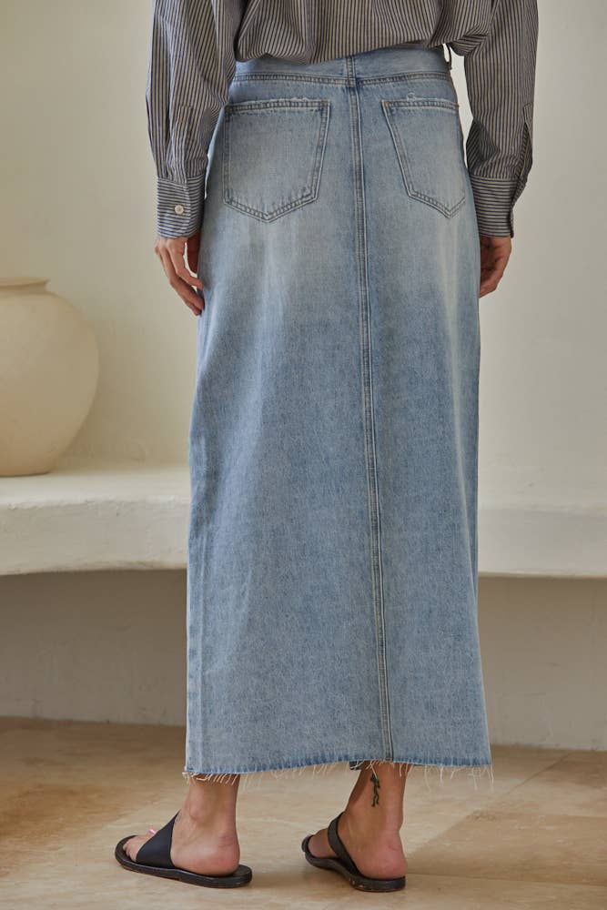 Demi Denim Front Slit Skirt