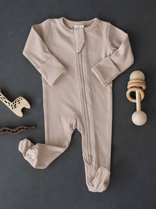 Organic Ribbed Zipper Onesie