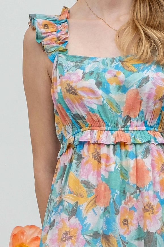 Wendy Watercolor Floral Midi Dress