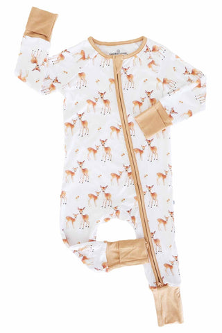 Caden Lane Baby Friendly Fawns Zip Romper