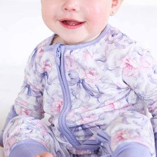 Caden Lane Baby Leightons Lavender Zip Romper