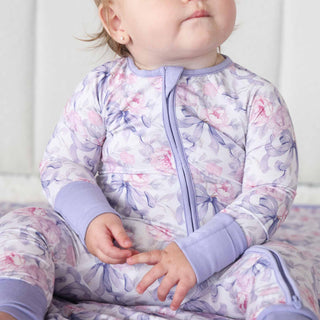 Caden Lane Baby Leightons Lavender Zip Romper