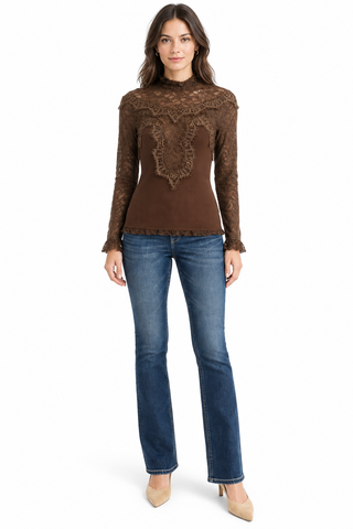Miss Me Zalina Lace Mock Neck Top