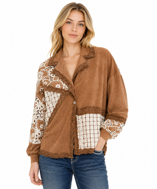 Miss Me Cara Faux Suede Button Up