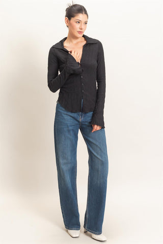 Sandra Textured Collared Top