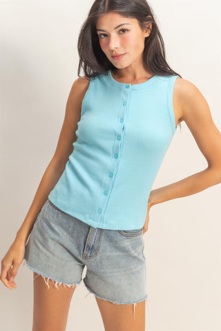 Bethany Ribbed Button Tank