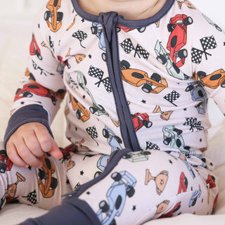 Caden Lane Baby Boy Pit Crew Zip Romper