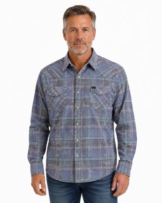 True Grit Dual Pocket Blue Western Shirt