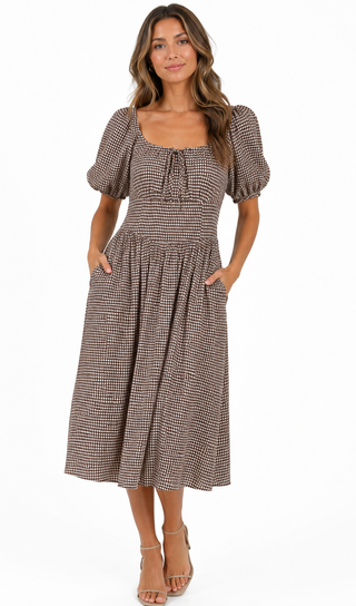 Anna Corset Puff Sleeve Midi Dress