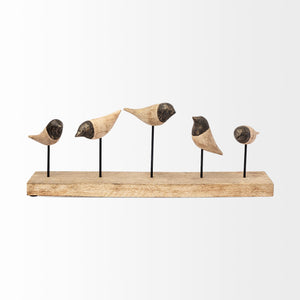 Mercana Yardley Natural Wooden Carved Birds Display