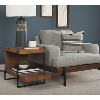 Mercana Colburne Gray with Wood and Iron Accent Chair