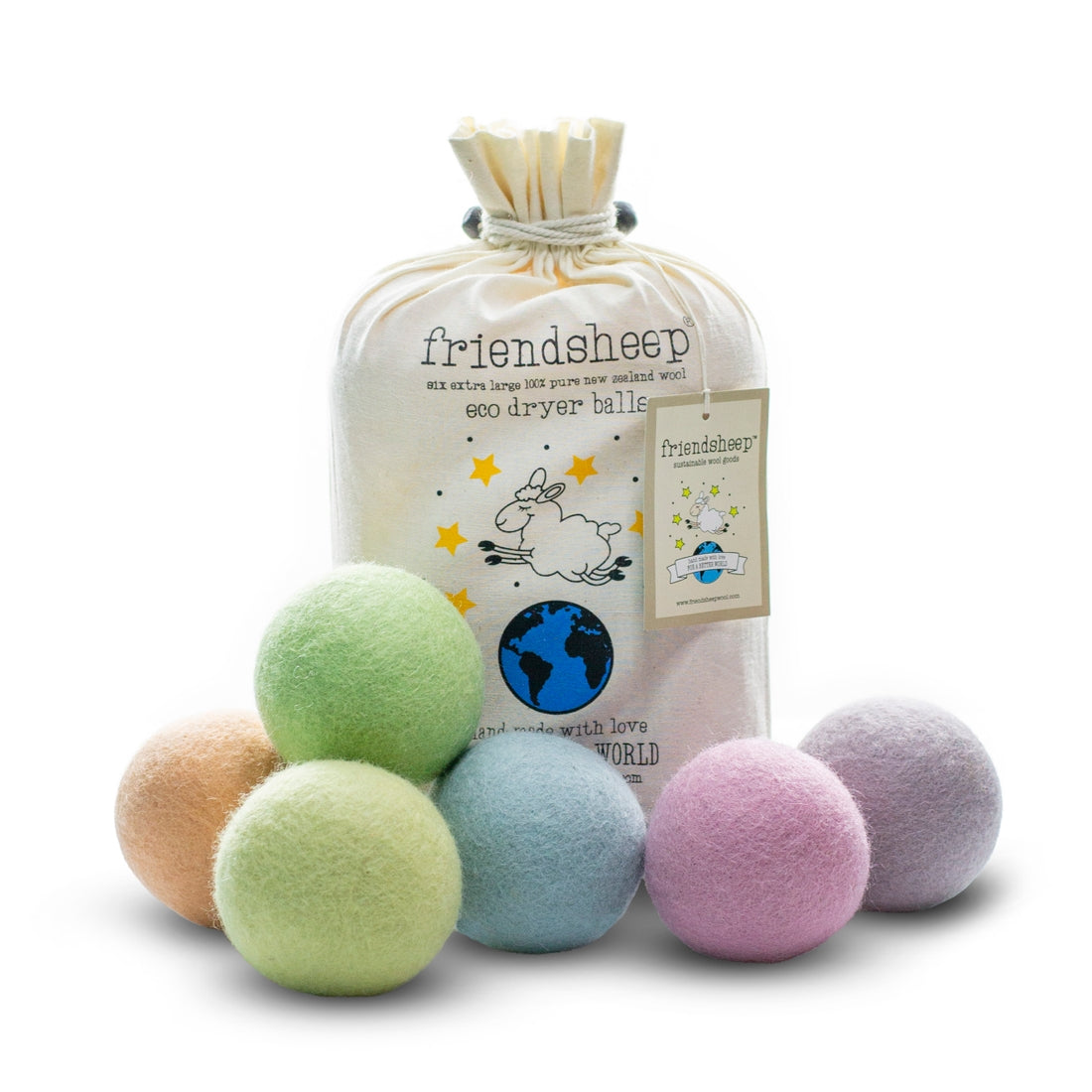 Friendsheep Wool Solid Color Dryer Balls