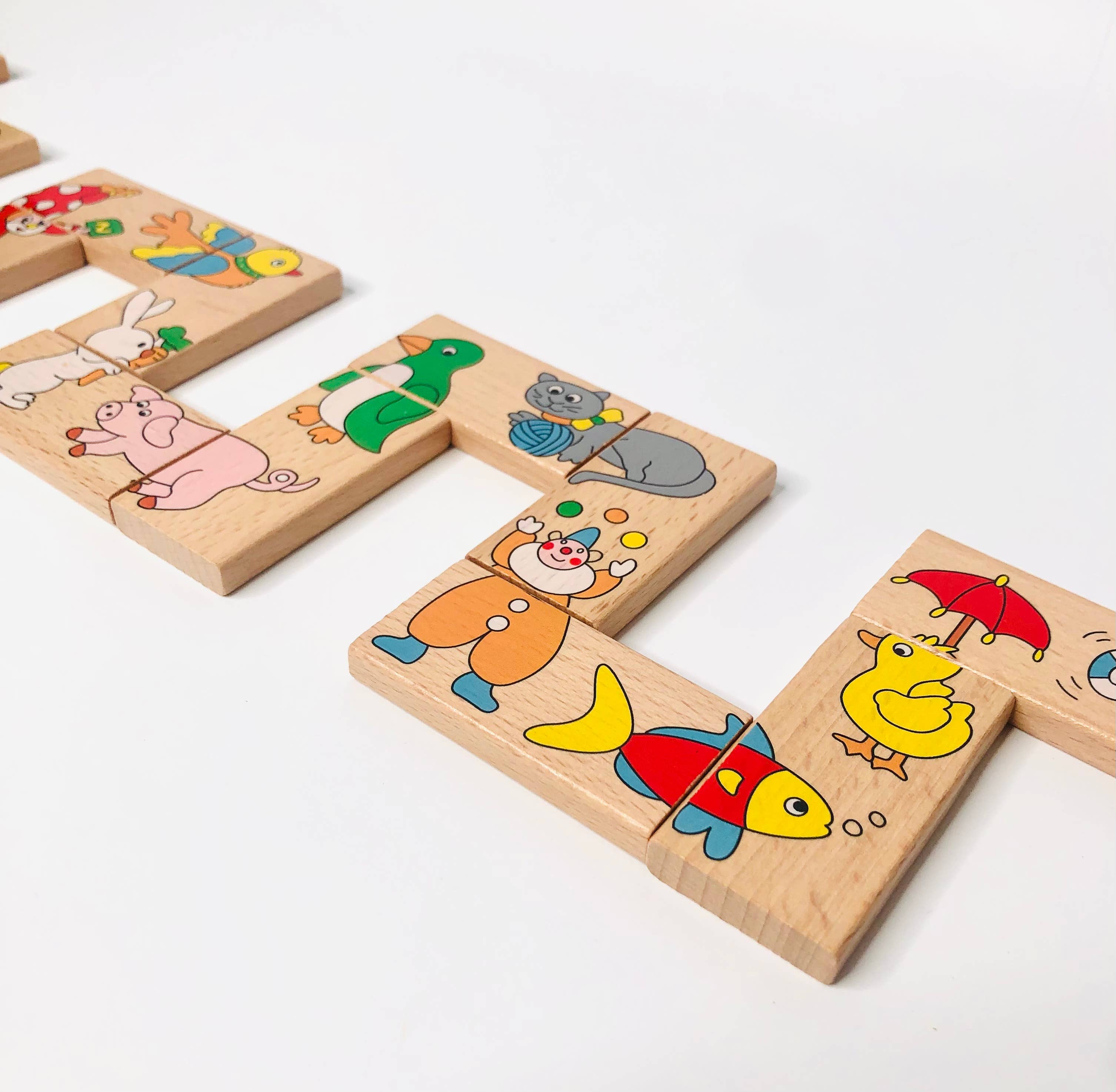 Commons Wooden Animal Domino Block Set